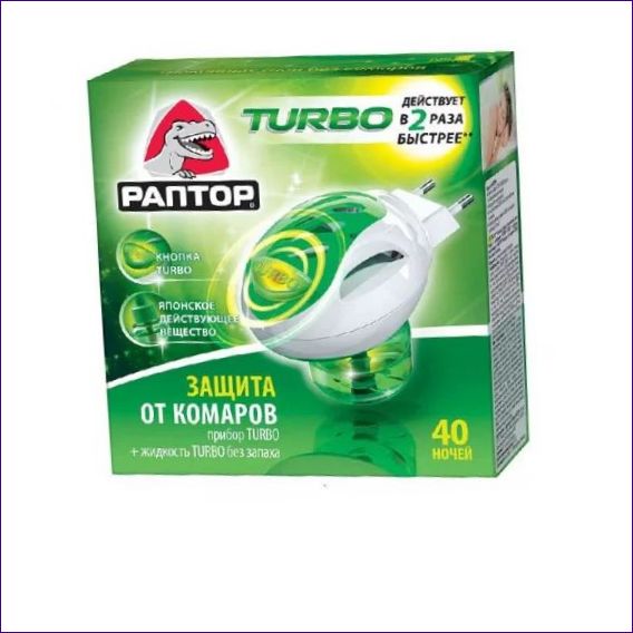 Fumigator + Flytende Raptor Myggmiddel Turbo 35 ml 40 netter